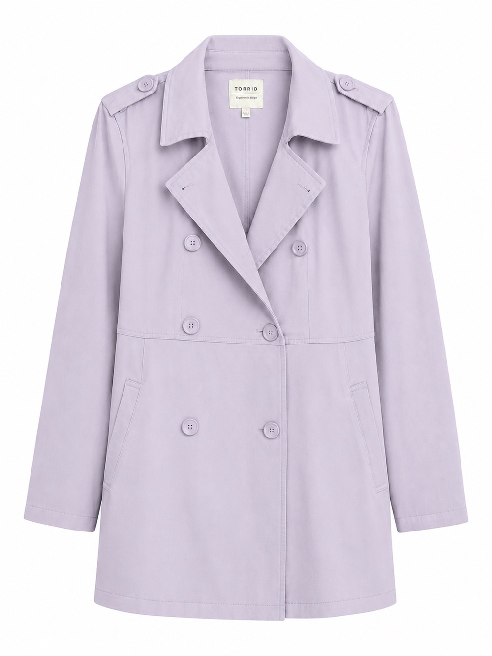 NWOT torrid Lavender Double-Breasted Peacoat Trench with belt. Size 2